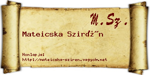 Mateicska Szirén névjegykártya